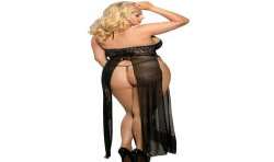 SUBBLIME QUEEN PLUS SET TOP VESTIDO Y TANGA NEGRO