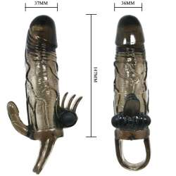 BRAVE MAN FUNDA PENE ANAL Y CLITORIS VIBRADOR 165 CM NEGRO