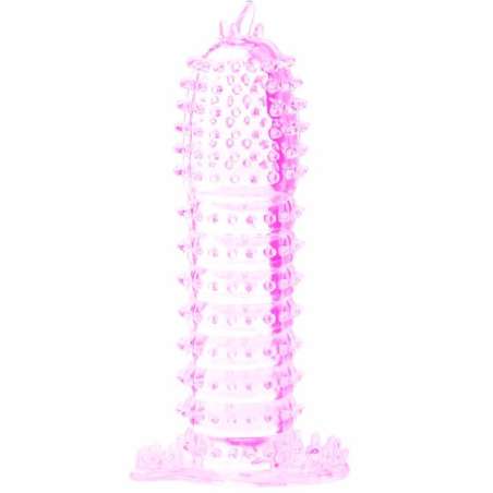 FUNDA PARA PENE CON PUNTOS ESTIMULANTES ROSA 14 CM
