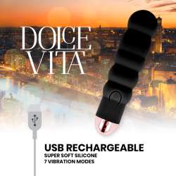DOLCE VITA VIBRADOR RECARGABLE SIX NEGRO 7 VELOCIDADES