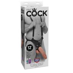 STRAP ON CON DILDO HUECO 305 CM Y TIRANTES COLOR CARNE