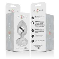 INTENSE PLUG ANAL METAL CON CRISTAL PLATA TALLA L