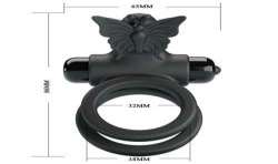 PRETTY LOVE DOBLE ANILO VIBRADOR CON ESTIMULADOR NEGRO