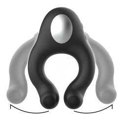 BLACKSILVER ANILLO VIBRADOR SILICONA 3 MOTORES RECARGABLE NEGRO