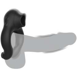 BLACKSILVER ANILLO VIBRADOR SILICONA 3 MOTORES RECARGABLE NEGRO