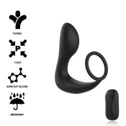 BLACKSILVER MASAJEADOR ANAL CONTROL REMOTO SILICONA RECARGABLE NEGRO