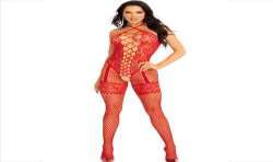 LEG AVENUE BODYSTOCKING CUELLO HALTER RED CORAZONES ROJO
