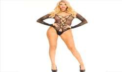 LEG AVENUE BODY CROTCHLESS CON BRILLO NEGRO