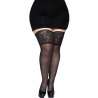 LEG AVENUE MEDIAS NEGRAS AUTOADHESIVAS CON ENCAJE ANCHO PLUS SIZE