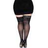 LEG AVENUE MEDIAS NEGRAS AUTOADHESIVAS CON ENCAJE ANCHO PLUS SIZE