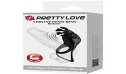 PRETTY LOVE RUBEN ANILLO VIBRADOR 7 VIBRACIONES SILICONA NEGRO