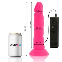 DIVERSIA DILDO FLEXIBLE CON VIBRACION 23 CM ROSA