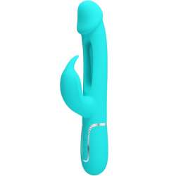 PRETTY LOVE KAMPAS VIBRADOR RABBIT 3 EN 1 MULTIFUNCIoN CON LENGUA VERDE AGUA