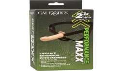 CALIFORNIA EXOTICS PERFORMANCE MAXX EXTENSIoN REALISTA CON ARNeS PIEL CLARO