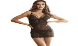 SUBBLIME BABYDOLL CON TIRANTES AJUSTABLES DE ENCAJE NEGRO S M