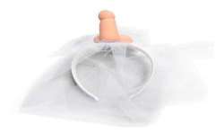 DIABLO PICANTE VELO DE NOVIA BLANCO CON PENE