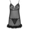 LIVCO CORSETTI FASHION ZERUNAM SET BABYDOLL TANGA NEGRO