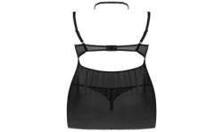 LIVCO CORSETTI FASHION BINELLA SET BABYDOLL TANGA NEGRO