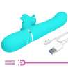 PRETTY LOVE VIBRADOR RABBIT MULTIFUNCIoN 4 EN 1 MARIPOSA VERDE AGUA