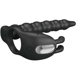 PRETTY LOVE BLACKNEY ANILLO PENE CON PLUG VIBRADOR NEGRO