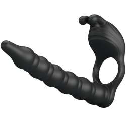 PRETTY LOVE BLACKNEY ANILLO PENE CON PLUG VIBRADOR NEGRO