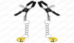 KINK PINZAS PARA PEZONES CON COLGANTE DE CASCABEL DORADO 6 CM