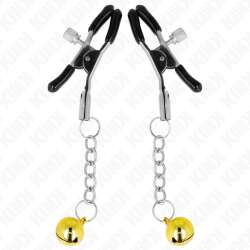 KINK PINZAS PARA PEZONES CON COLGANTE DE CASCABEL DORADO 6 CM