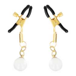 KINK PINZAS PARA PEZONES DORADAS CON COLGANTE DE VIDRIO 6 CM