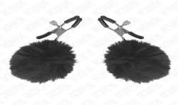 KINK PINZAS PARA PEZONES CON POMPaN NEGRO 6 CM