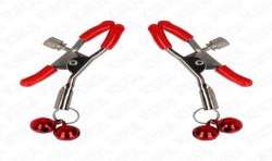 KINK PINZAS PARA PEZONES ROJAS CON DOBLE CAMPANILLA ROJO 6 CM