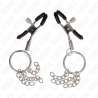 KINK PINZAS PARA PEZONES CON ARO Y PEQUEaAS CADENAS PLATEADO 6 CM