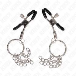 KINK PINZAS PARA PEZONES CON ARO Y PEQUEaAS CADENAS PLATEADO 6 CM