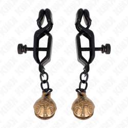 KINK PINZAS PARA PEZONES PLANAS NEGRO CON CASCABEL 7 CM