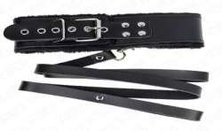 KINK COLLAR CON CORREA 116 CM DE PIEL NEGRO AJUSTABLE 40 48 CM X 6 CM