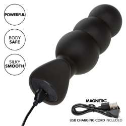 CALEXOTICS ROCK BOTTOM PLUG ANAL CON CUENTAS 10 VIBRACIONES SILICONA NEGRO