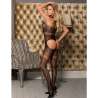 SUBBLIME H3238 BODYSTOCKING DE REJILLA CON TIRANTES DE CUELLO CRUZADOS NEGRO TALLA aNICA