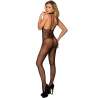 SUBBLIME H3249 BODYSTOCKING CROTCHLESS DE REJILLA TRANSPARENTE NEGRO TALLA aNICA