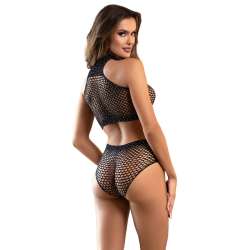 SUBBLIME H3499 BODYSTOCKING CONJUNTO DE REJILLA CON BRILLANTES NEGRO TALLA aNICA