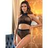 SUBBLIME H3499 BODYSTOCKING CONJUNTO DE REJILLA CON BRILLANTES NEGRO TALLA aNICA