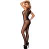 SUBBLIME 951962 BODYSTOCKING CROTCHLESS DE REJILLA CON ESTAMPADO DE FLORES NEGRO TALLA aNICA