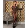 SUBBLIME 951962 BODYSTOCKING CROTCHLESS DE REJILLA CON ESTAMPADO DE FLORES NEGRO TALLA aNICA