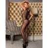 SUBBLIME 951962 BODYSTOCKING CROTCHLESS DE REJILLA CON ESTAMPADO DE FLORES NEGRO TALLA aNICA
