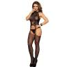 SUBBLIME 952013 BODYSTOCKING DE REJILLA CON ESTAMPADOS Y CUELLO HALTER NEGRO TALLA aNICA