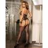 SUBBLIME 952013 BODYSTOCKING DE REJILLA CON ESTAMPADOS Y CUELLO HALTER NEGRO TALLA aNICA