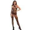 SUBBLIME 952105 BODYSTOCKING CROTCHLESS DE REJILLA CON CUELLO HALTER Y ESPALDA ABIERTA NEGRO TALLA aNICA