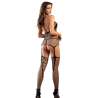SUBBLIME 952105 BODYSTOCKING CROTCHLESS DE REJILLA CON CUELLO HALTER Y ESPALDA ABIERTA NEGRO TALLA aNICA