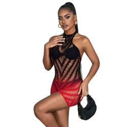 SUBBLIME 952242 BODYSTOCKING DE REJILLA ELSTICO DEGRADADO ROJO Y NEGRO TALLA aNICA