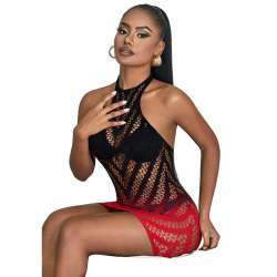 SUBBLIME 952242 BODYSTOCKING DE REJILLA ELSTICO DEGRADADO ROJO Y NEGRO TALLA aNICA