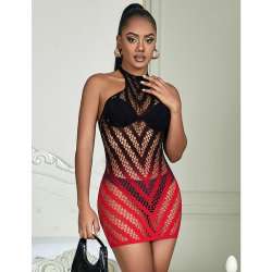 SUBBLIME 952242 BODYSTOCKING DE REJILLA ELSTICO DEGRADADO ROJO Y NEGRO TALLA aNICA
