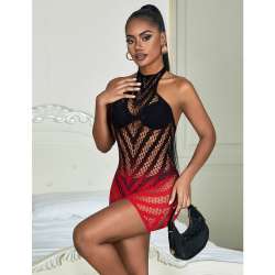 SUBBLIME 952242 BODYSTOCKING DE REJILLA ELSTICO DEGRADADO ROJO Y NEGRO TALLA aNICA